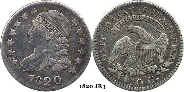 1820 JR3 Capped Bust Dime