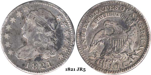 1821 JR5 Capped Bust Dime