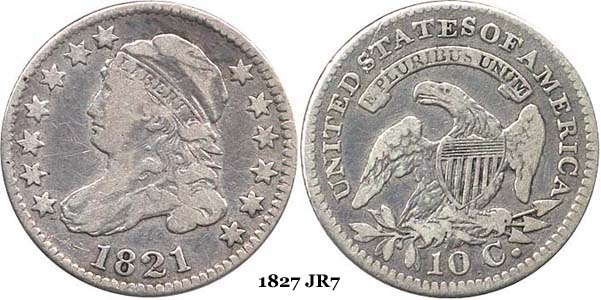 1821 JR7 Capped Bust Dime