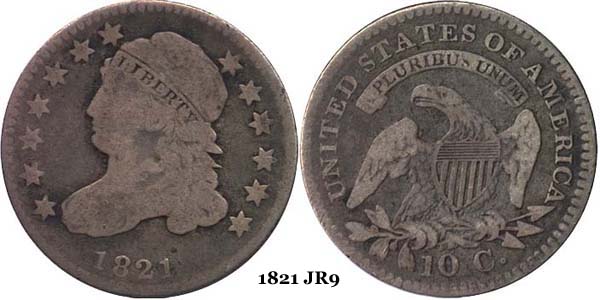 1821 JR9 Capped Bust Dime