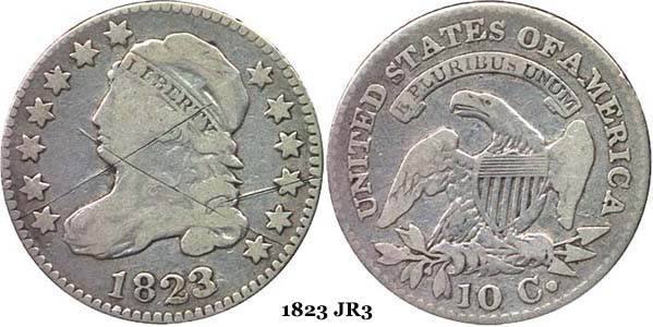 1823 JR3 Capped Bust Dime