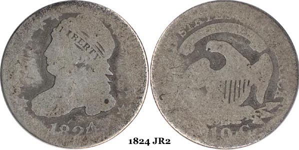 1824 JR2 Capped Bust Dime