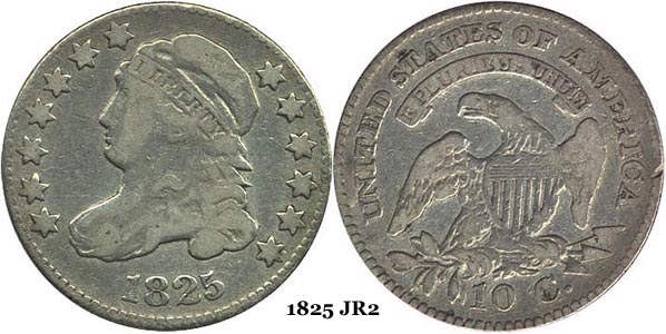1825 JR2 Capped Bust Dime