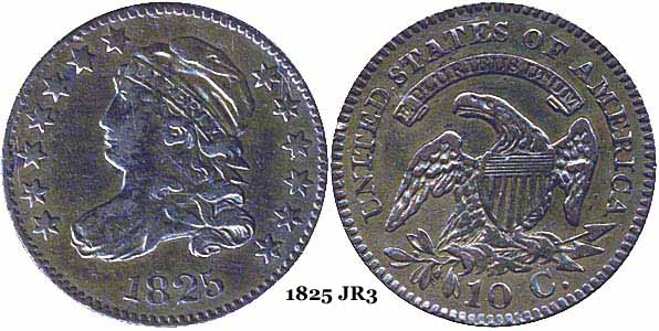 1825 JR3 Capped Bust Dime