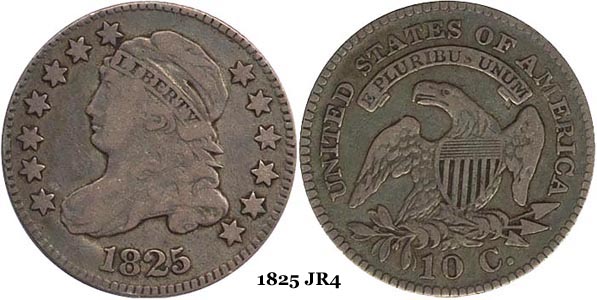 1825 JR4 Capped Bust Dime