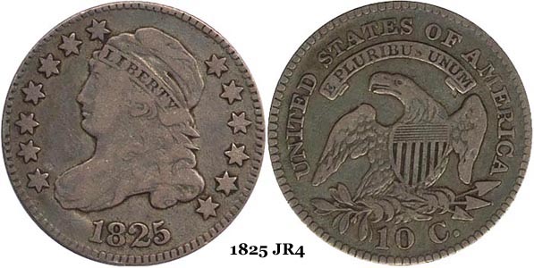 1825 JR4 Capped Bust Dime