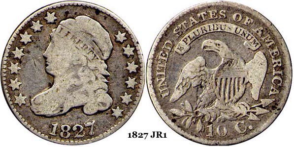 1827 JR1 Capped Bust Dime