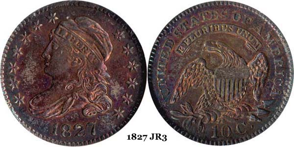 1827 JR3 Capped Bust Dime