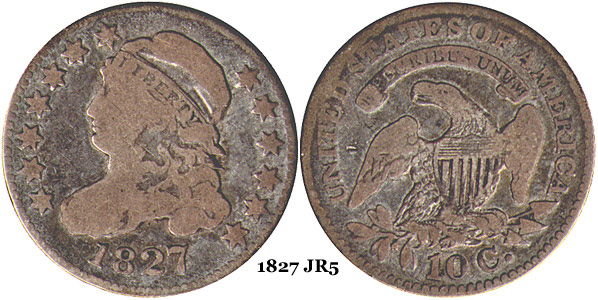 1827 JR5 Capped Bust Dime