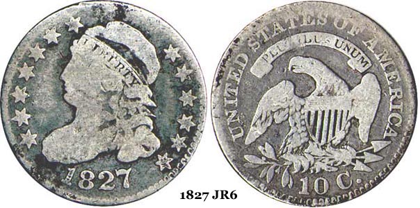 1827 JR6 Capped Bust Dime