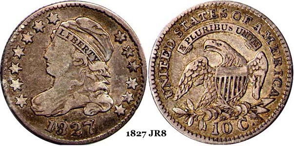 1827 JR8 Capped Bust Dime