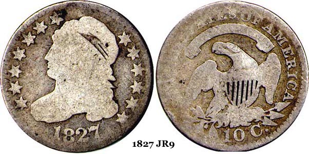 1827 JR9 Capped Bust Dime