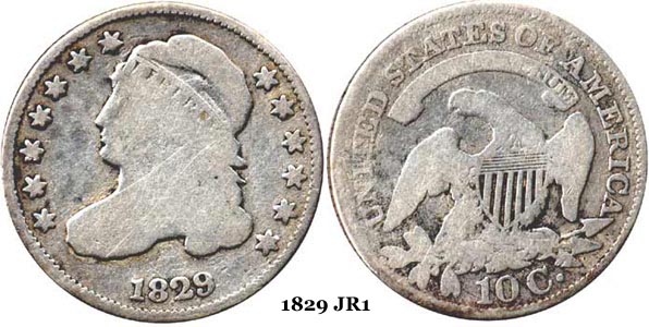 1829 JR1 Capped Bust Dime