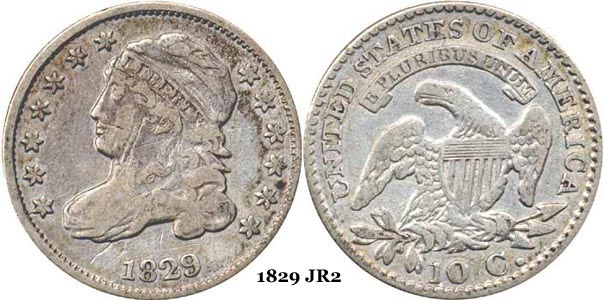 1829 JR2 Capped Bust Dime