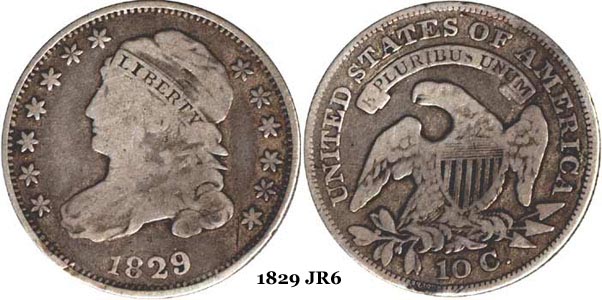 1829 JR6 Capped Bust Dime