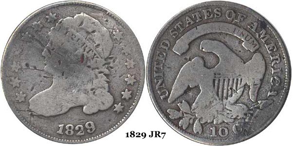 1829 JR7 Capped Bust Dime