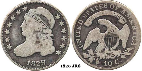 1829 JR8 Capped Bust Dime