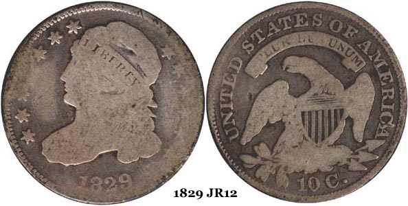 1829 JR12 Capped Bust Dime