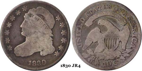 1830 JR4 Capped Bust Dime