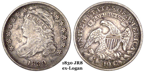 1830 JR8 Capped Bust Dime