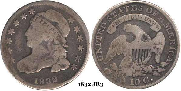 1832 JR3 Capped Bust Dime