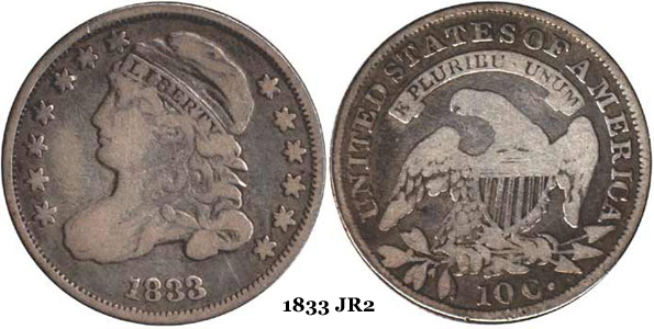 1833 JR2 Capped Bust Dime