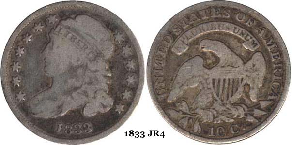 1833 JR4 Capped Bust Dime