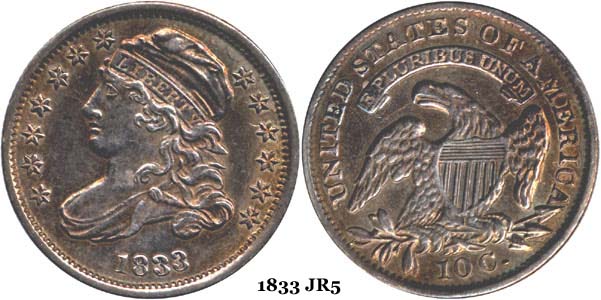 1833 JR5 Capped Bust Dime