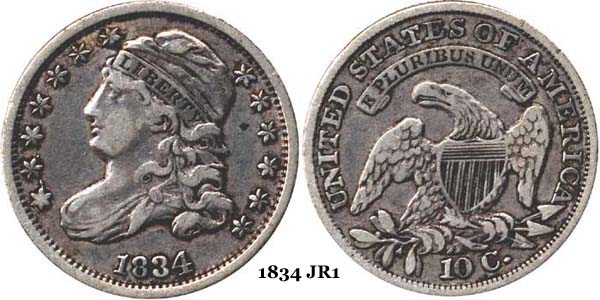 1834 JR1 Capped Bust Dime