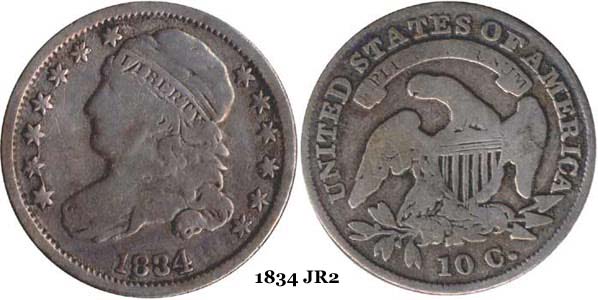 1834 JR2 Capped Bust Dime