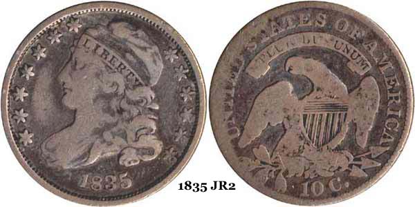 1835 JR2 Capped Bust Dime