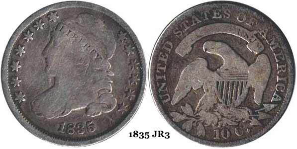 1835 JR3 Capped Bust Dime