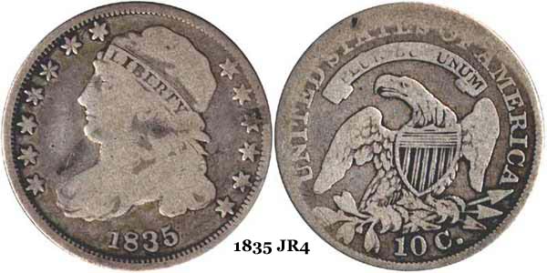 1835 JR4 Capped Bust Dime