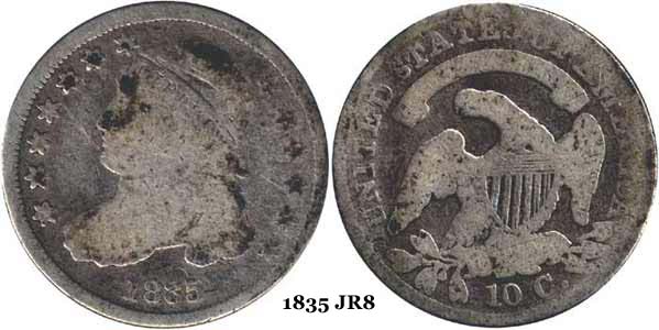 1835 JR8 Capped Bust Dime