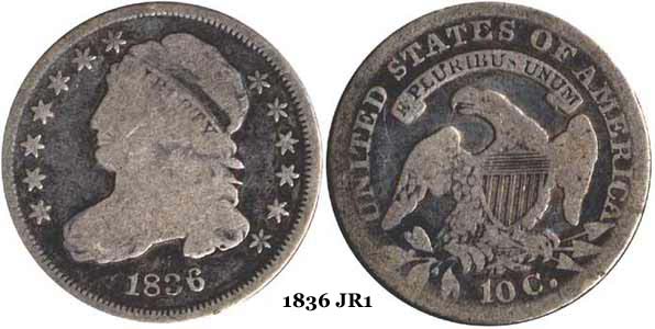 1836 JR1 Capped Bust Dime