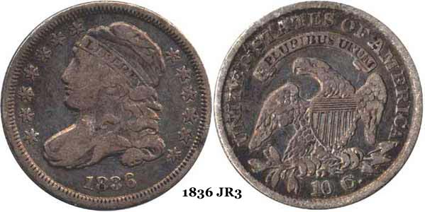 1836 JR3 Capped Bust Dime