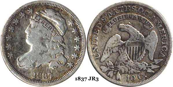 1837 JR3 Capped Bust Dime